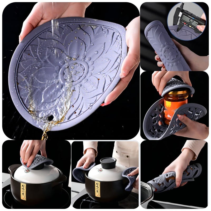 Hotsyang Silicone Trivets Mats Trivets for Hot Dishes  Table  Countertop  Non-Slip Heat Resistant Modern Kitchen Trivets Teapot Trivets Flexible Trivets Round  Hot Pads for Kitchen Table 3 Pcs Black - Image 4